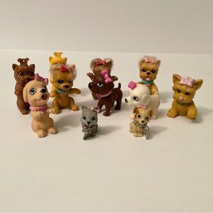 Lot of 11 Vintage Mattel Barbie Pets Dogs Figures Pink Bows & Hearts